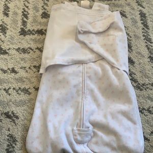 White with Pink Hearts Halo Sleepsack Swaddle